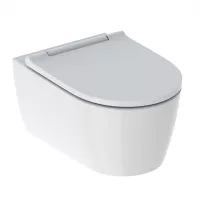 Set vas WC Geberit TurboFlush 500.201.01.1, suspendat, evacuare orizontala, capac SoftClose, pentru rezervor incastrat, Rimless, alb