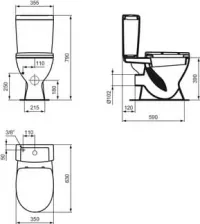 Set WC Ideal Standard Eurovit Plus, pe podea, rezervor, capac, alb, V337001
