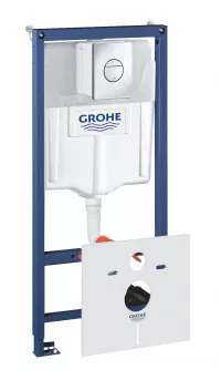 Set 4 in 1 rezervor WC Grohe Rapid SL 38813001, placa actionare, cadru, suport perete, antifonare, ajustabil, otel