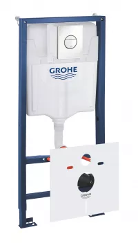 Set 5 in 1 rezervor WC Grohe Rapid SL 39451000, placa actionare, cadru, suport perete, antifonare, Grohe Fresh, ajustabil, otel