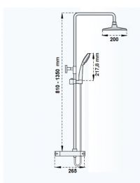 Sistem de dus Artis 241032CBR, 1/2'', aparent, termostat, 200 mm, 1 pulverizare, crom