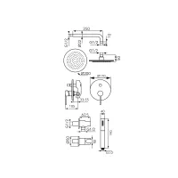 Sistem de dus Fdesign Flusso FD1-FLS-7PSET1-11, 1/2'', incastrat, 300 mm, 1 pulverizare, diverter, monocomanda, crom