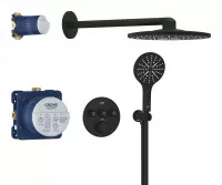 Sistem de dus Grohe SmartControl, incastrat, termostat, 310 mm, 2 functii, mat, negru, 34863KF0