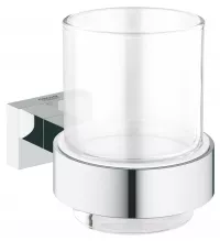 Pahar baie Grohe Essentials Cube, pe merete, 180 ml, metal/sticla, crom, 40755001