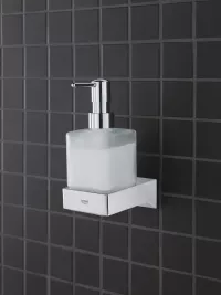 Suport sapun/pahar Grohe Selection Cube 40865000, montare pe perete, elemente fixare ascunse, crom
