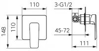 Unitate comanda FDesign Brina FD1-BRN-7PA-11, 1/2'', incastrat, 1 iesire, include mixer incastrat, crom