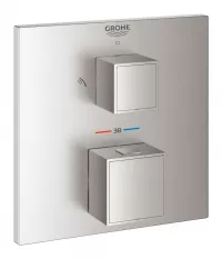 Unitate comanda Grohe Grohtherm Cube, termostat, 2 iesiri, necesita valva, mat, otel satinat, 24154DC0