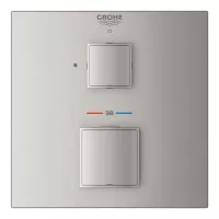 Unitate comanda Grohe Grohtherm Cube, termostat, 2 iesiri, necesita valva, mat, otel satinat, 24153DC0