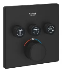 Unitate comanda Grohe SmartControl Cube, aparenta, termostat, 3 iesiri, necesita valva, mat, negru, 102167KF00