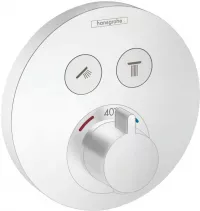 Unitate comanda Hansgrohe Shower Select 15743700, 1/2'', incastrat, 2 iesiri, termostat, necesita set fixare, mat, alb