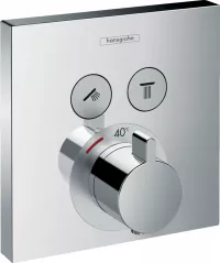 Unitate control Hansgrohe ShowerSelect 15763000, aparenta, termostat, 2 iesiri, diverter, necesita set fixare, crom