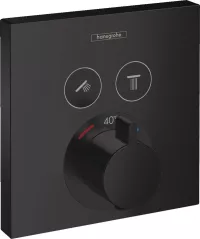 Unitate control Hansgrohe ShowerSelect 15763670, termostat, 2 iesiri, necesita valva, mat, negru