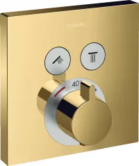 Unitate control Hansgrohe ShowerSelect 15763990, aparenta, termostat, 2 iesiri, diverter, necesita set fixare, lucios, auriu
