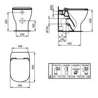Vas WC Ideal Standard Connect BTW T0077V3, montare pe podea, evacuare orizontala, pentru rezervor incastrat, Aquablade, mat, neagru