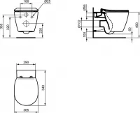 Vas WC Ideal Standard Connect E047901,  suspendat, evacuare orizontala, pentru rezervor incastrat, Aquablade, alb