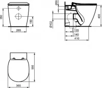 Vas WC Ideal Standard Connect E052401, montare pe podea, evacuare orizontala, pentru rezervor incastrat, Aquablade, alb