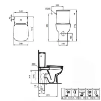 Vas WC Ideal Standard Esedra Compact T282001, montare pe podea, evacuare orizontala, pentru rezervor aparent, alb