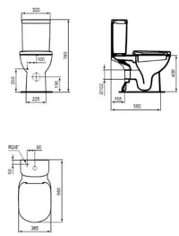 Vas WC Ideal Standard Tempo T331201, montare pe podea, evacuare orizontala, pentru rezervor incastrat, alb