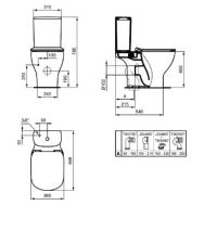 Vas WC Ideal Standard Tesi IO T0087V1, montare pe podea, evacuare orizontala, pentru rezervor aparent, Aquablade, mat, alb