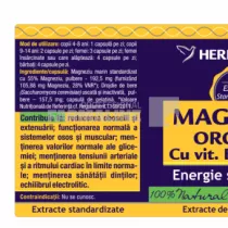 Magneziu Organic cu Vitamina B complex 60 capsule
