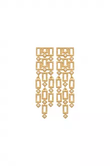 Cercei placati cu Aur de 18k si Zirconii, 3.5 cm