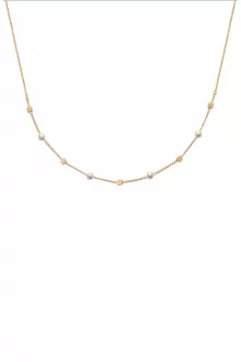 Colier placat cu Aur de 18k cu Perle, 45 cm 