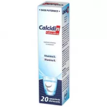 Calcidin Ca 600mg+vit.D3+vit.K,20 comprimate efervescente