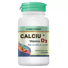 Calciu + vit.D3,30 comprimate(Cosmopharm)
