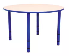 Masa cu picioare reglabile metalice rotunda - albastru