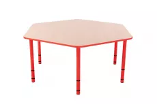Masa cu picioare reglabile metalice hexagonala - rosu