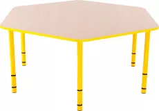 Masa cu picioare reglabile metalice hexagonala - galben