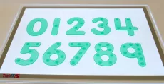 Forme colorate transparente numere cu puncte