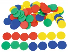 Jetoane colorate din plastic, 100 buc, 4 culori