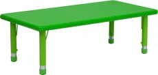 Masa dreptunghiulara plastic cu inaltime reglabila - verde, 122 x 62 cm