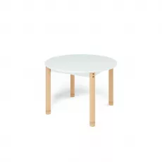 Masa rotunda color alb din PAL si lemn masiv