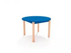Masa rotunda color albastru din PAL si lemn masiv