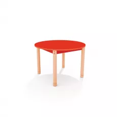 Masa rotunda color rosu din PAL si lemn masiv