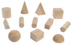 Set 12 corpuri geometrice din lemn natur