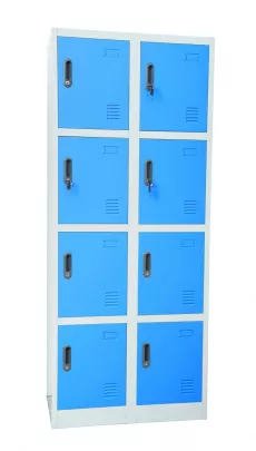 Vestiar metalic 8 compartimente albastru 76 x 45 x 182 cm