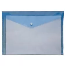 Mapa plastic A4, 100 microni, cu capsa- transparent albastru EVOffice