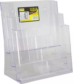 Suport plastic vertical documente transparent pentru birou sau perete, 3 compartimente A4