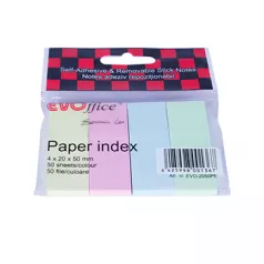 Stick index hartie 20*50 mm, 4 culori pastel*50 file EVOffice
