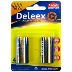 Baterie alcalina AAA (R3), 4 buc/blister Dellex