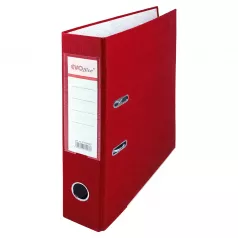 Biblioraft carton plastifiat cu margine metalica, buzunar plastic, A4, 7.5 cm EVOffice- rosu