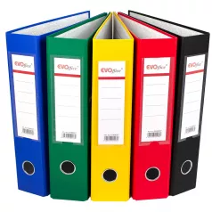 Biblioraft carton plastifiat cu margine metalica, buzunar plastic, A4, 7.5 cm EVOffice- rosu