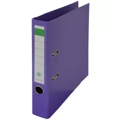 Biblioraft carton plastifiat, mecanism asamblat cu margine metalica A4 5cm Noki - mov/violet