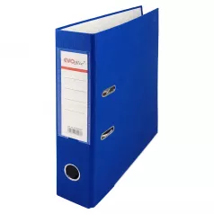 Biblioraft carton plastifiat cu margine metalica, buzunar plastic, A4, 7.5 cm EVOffice -albastru