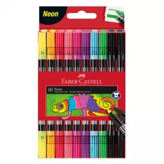 Carioci cu 2 capete, 10 culori neon/set Faber-Castell