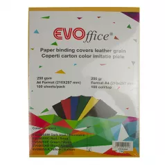 Coperti carton color imitatie piele A4 250g/mp 100coli/top  EVOffice - galben