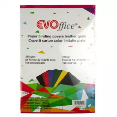 Coperti carton color imitatie piele A4 250g/mp 100coli/top  EVOffice - rosu